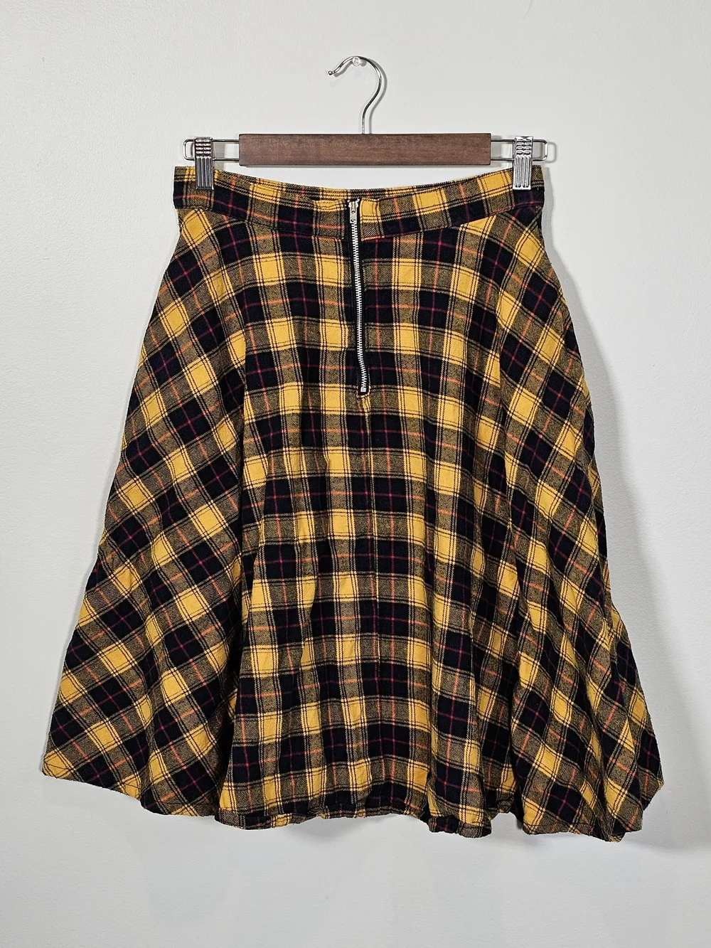 Sourpuss Yellow Red Navy Plaid Skirt Sz S - Picture 4 of 8